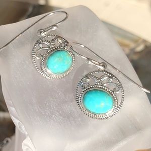 Gem Insider® 2" Oval #8 Turquoise Drop Earrings